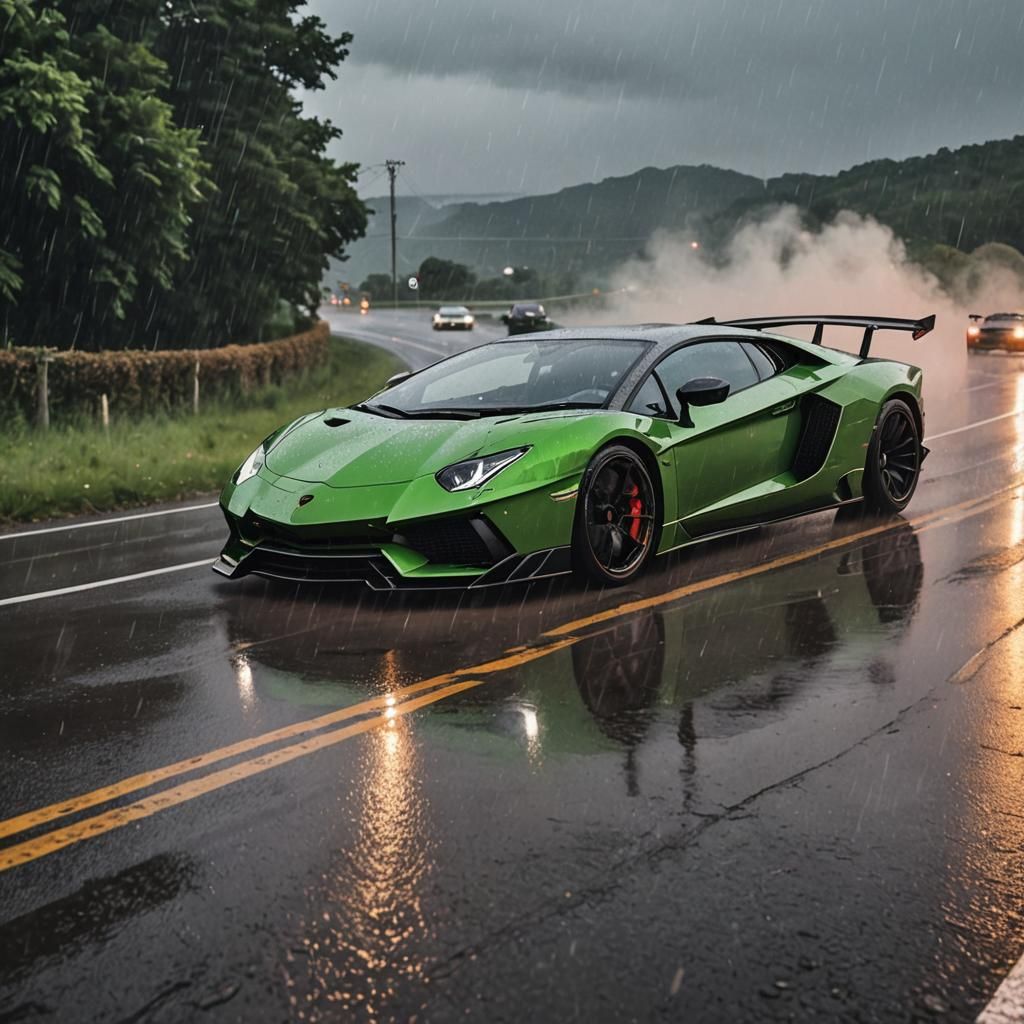 Anime Boys Drifting Supercars in the Rain