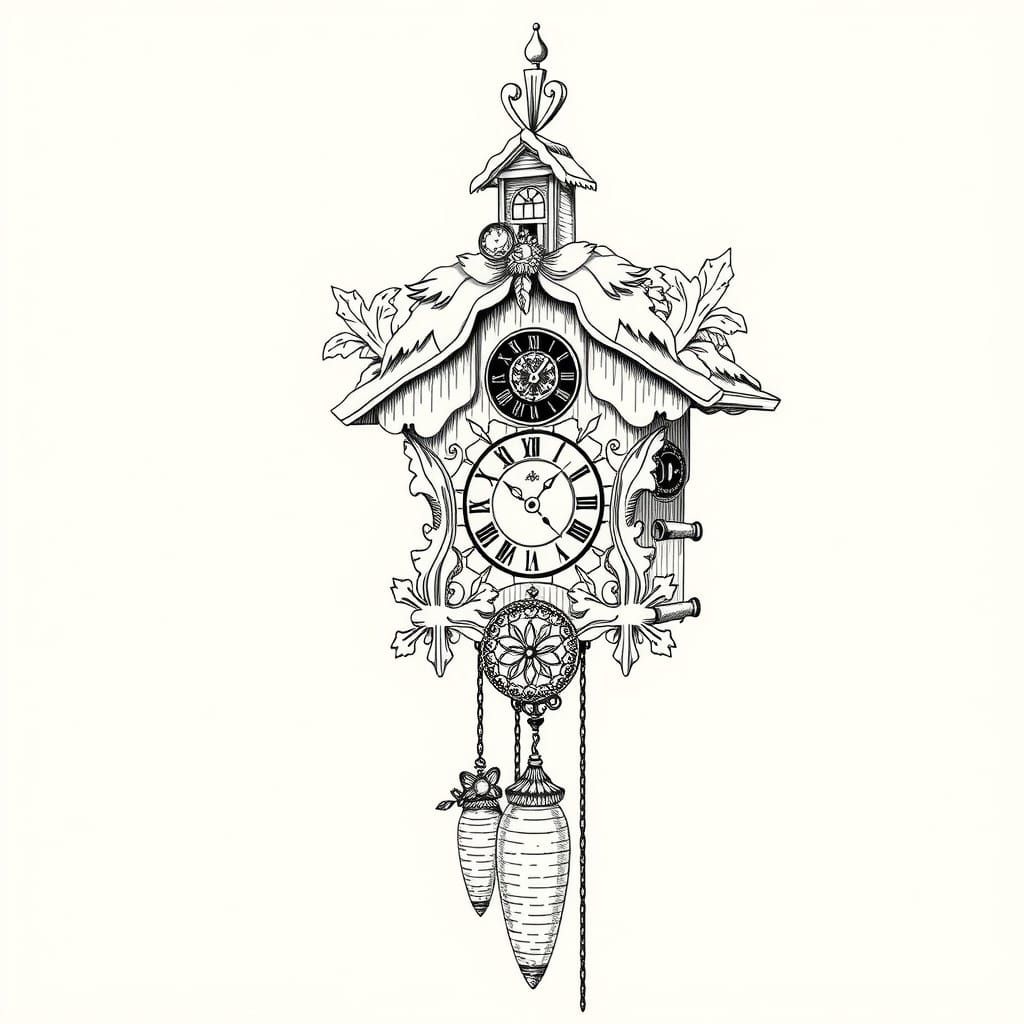 Whimsical Clockwork in Escher-Inspired Continuous Line Art