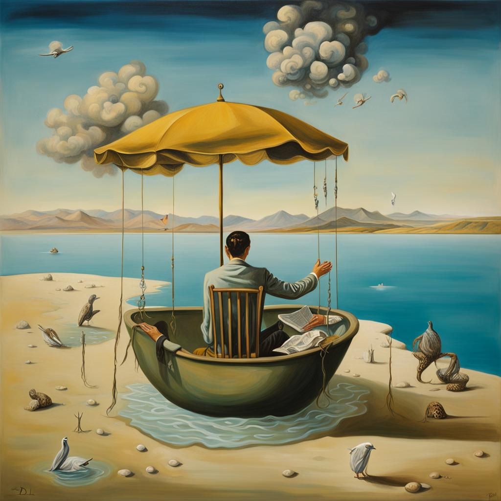 Surreal Idleness: A Dali-esque Oil Painting