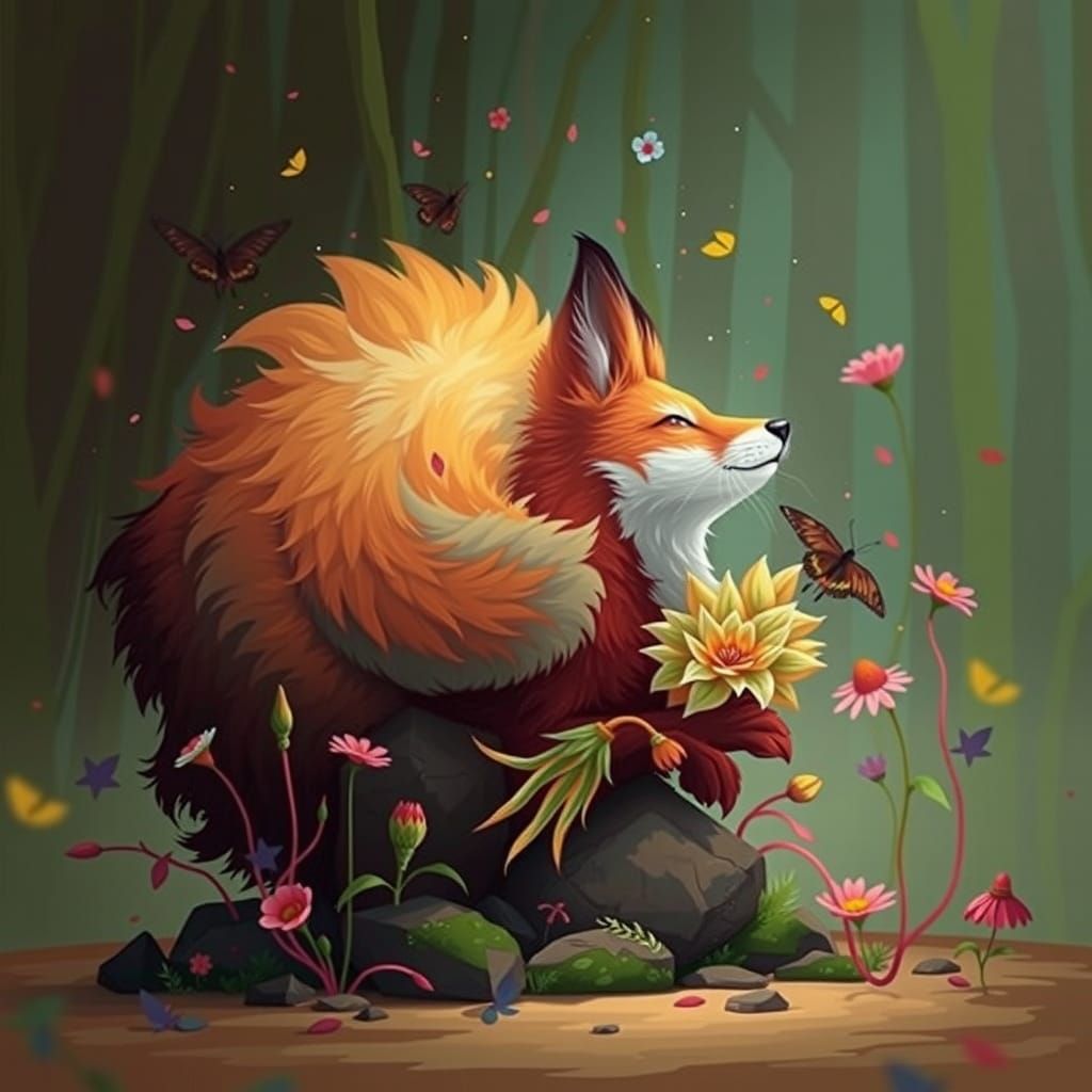 Mystical Fox in Vibrant Autumn Woodland