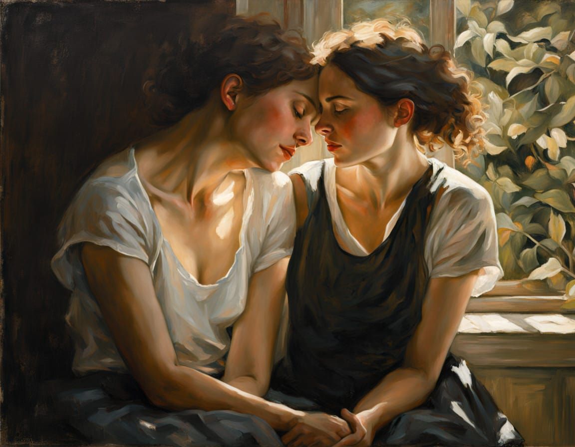 Australian Lesbian Couple Basks in Golden Sunset on Rustic F...