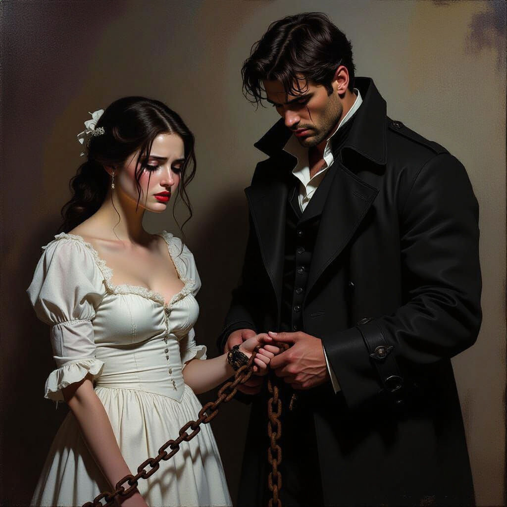 Chained: A Dark Fantasy Scene in Dramatic Lighting