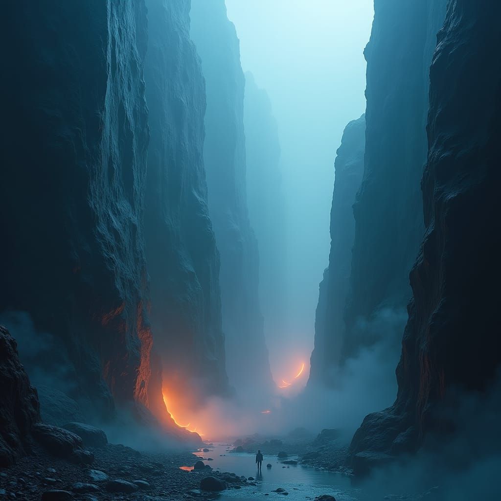 Boundless Chasm with Ethereal Glow as Dark Fantasy Art