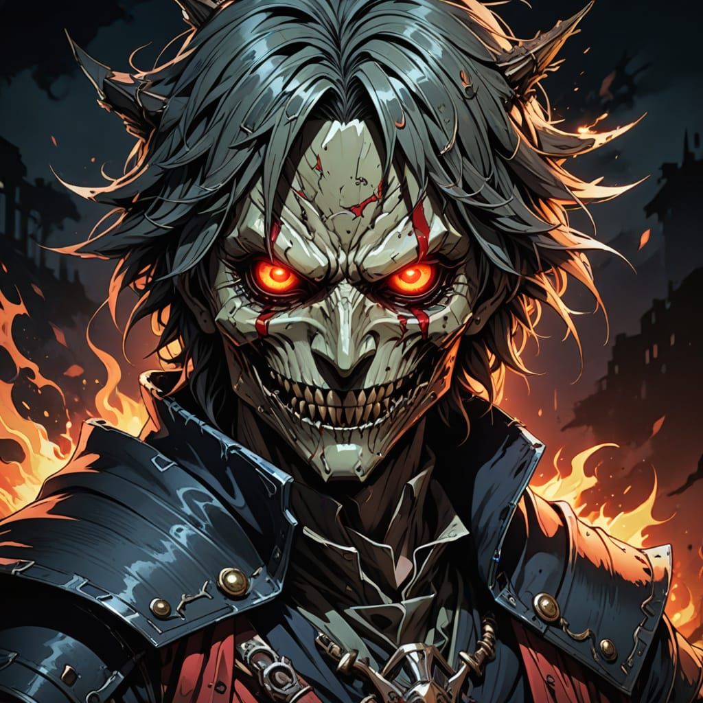 Demonic Chibi Nightmare Scarecrow in Dark Fantasy Anime Styl...