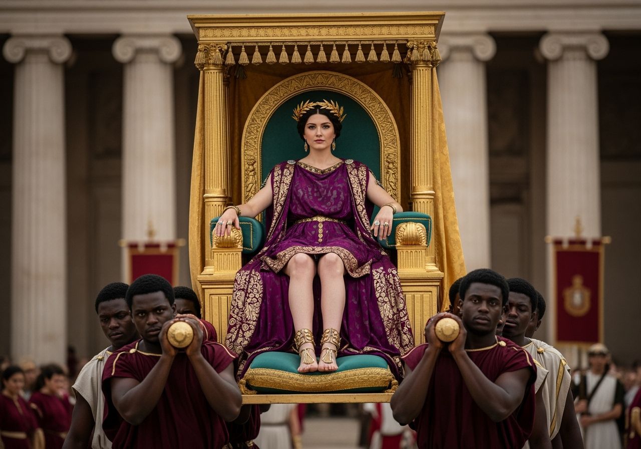 Empress Messalina on Lavish Throne in Ancient Rome