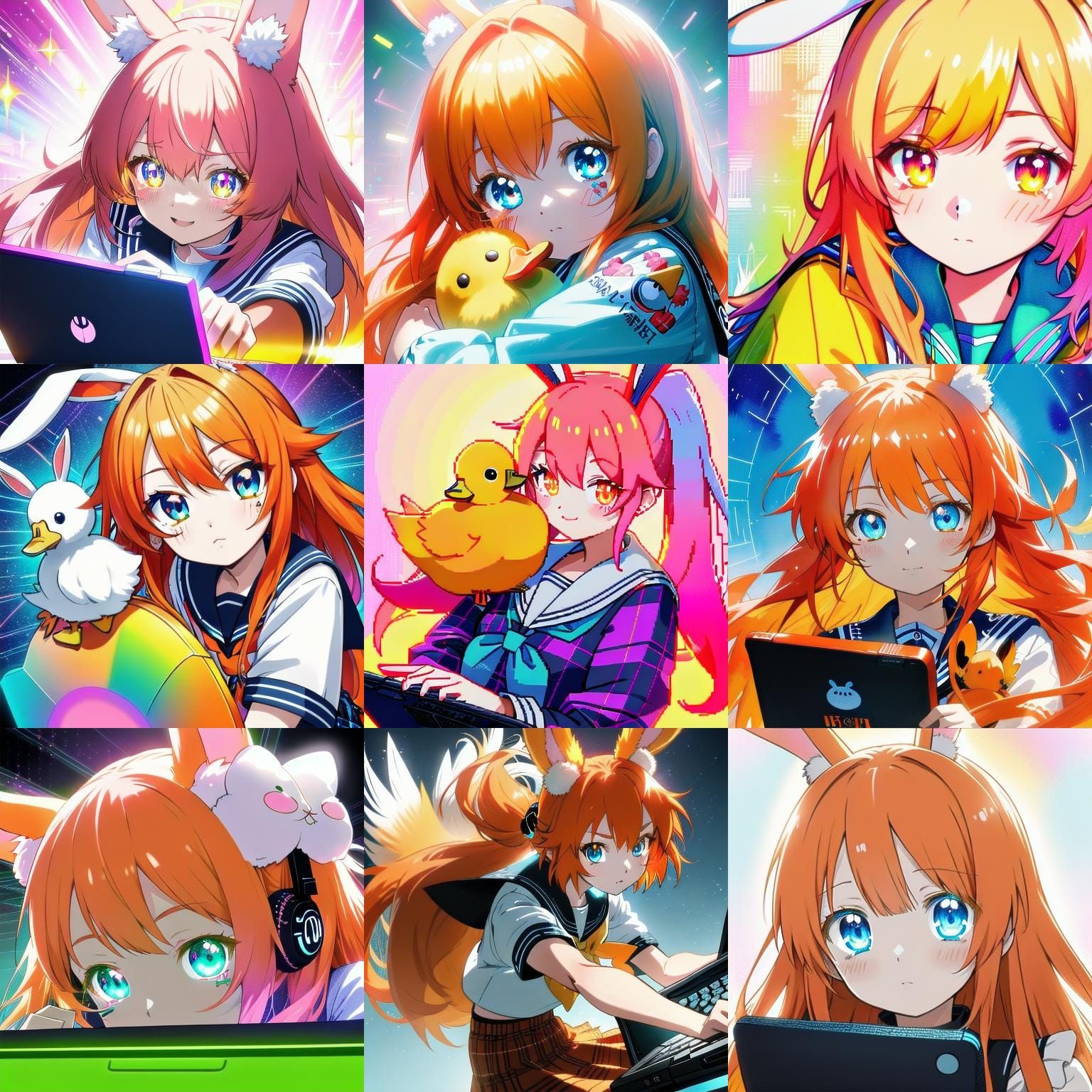 Bunny Hybrid Girl Headshot in Emote Style