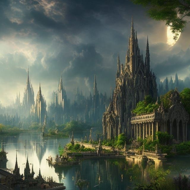 City of Light: Floating Gardens in Digital Painting