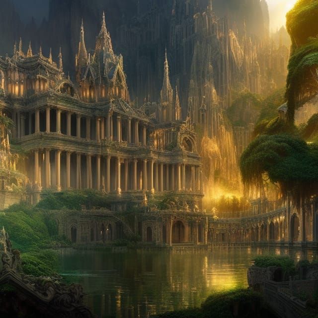 City of Light with Floating Garden Utopia