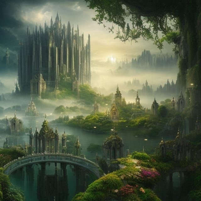 City of Light: Floating Gardens and Divine Architecture