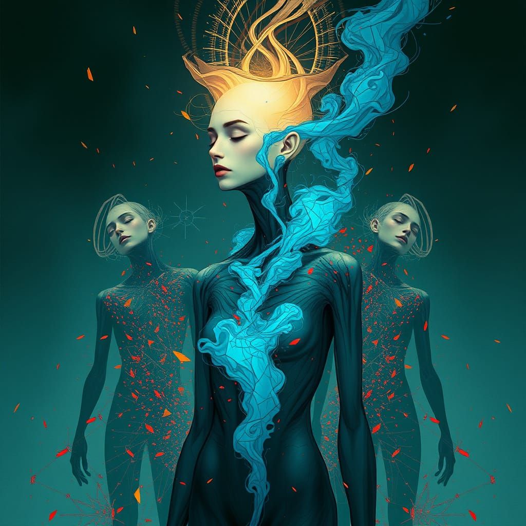 Surreal Figure in Cinematic Stylized Chaos