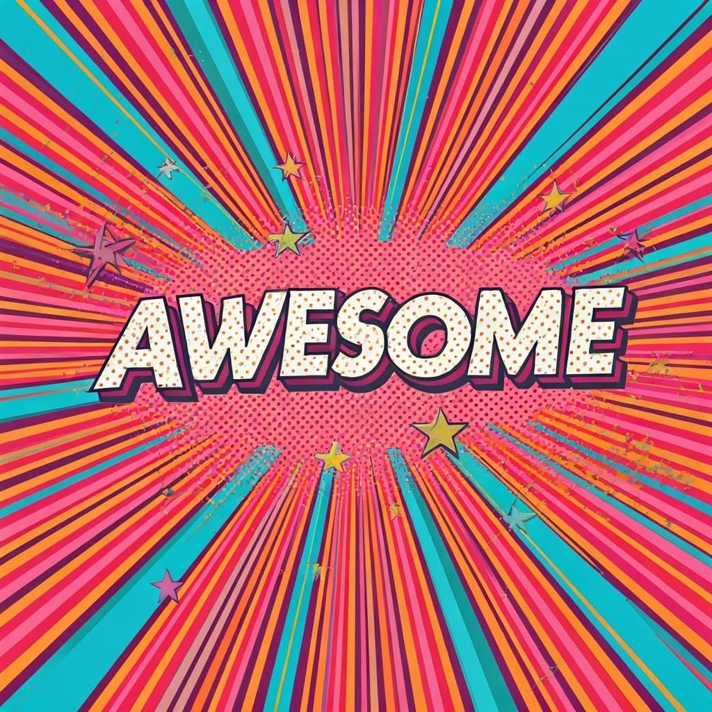 Awesome in Pop Art Style with Stars