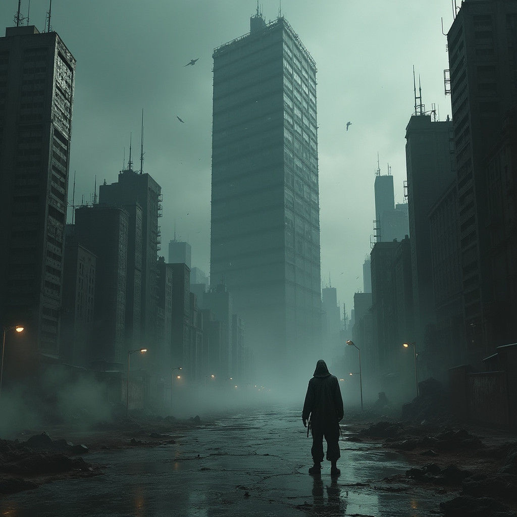 Dystopian Cityscape: Oppressive Authority in Surreal Futuris...