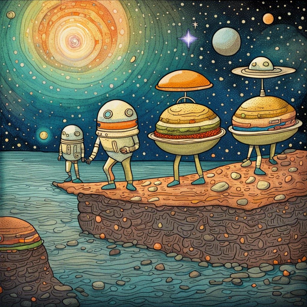 Astronauts Discover Sandwich UFO on Alien Planet