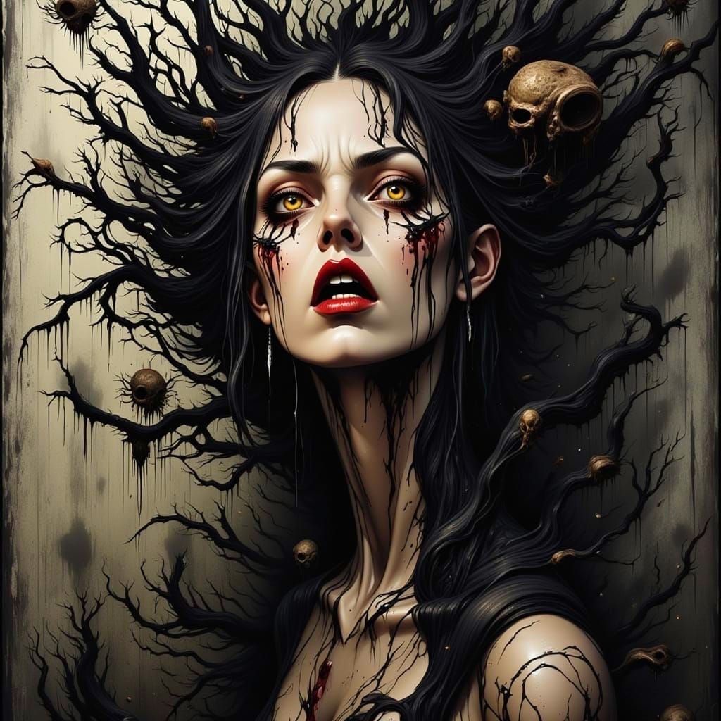 Surreal Horror Scene in a Dark, Creepy Atmosphere