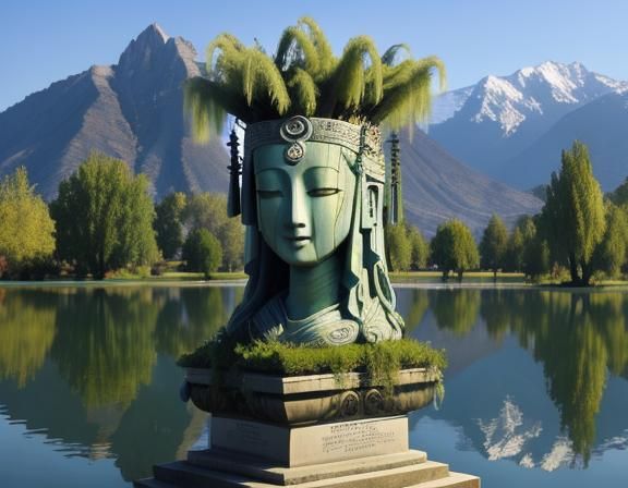 Weeping Willow Tree Goddess by Lakeside Cemetery