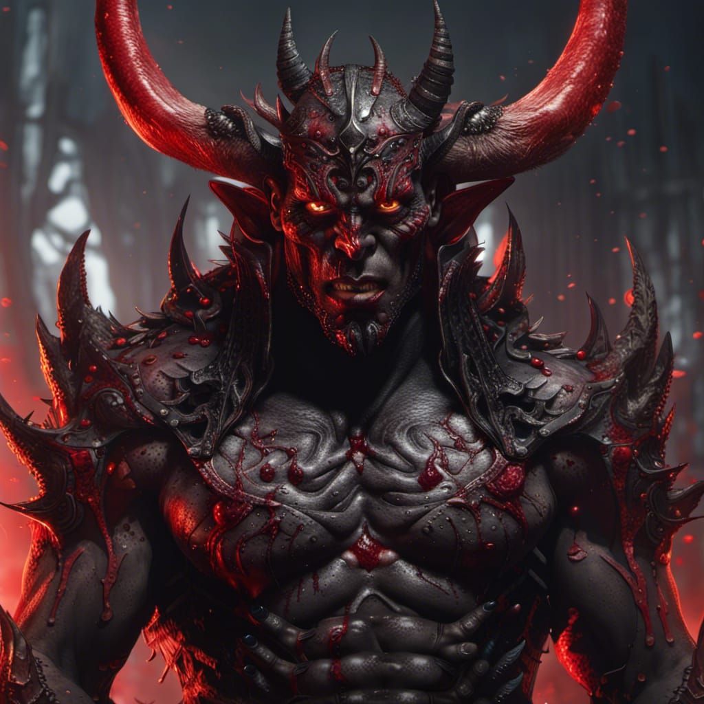 Hyperdetailed Demon Portrait in Dark Fantasy Style
