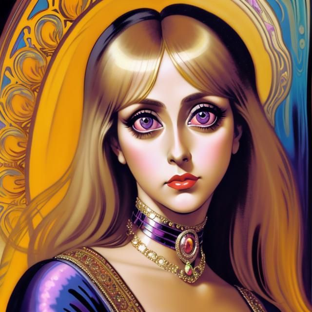 Woman with Big Eyes: A Retro Digital Painting