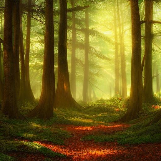 Sunlit Forest Illustration