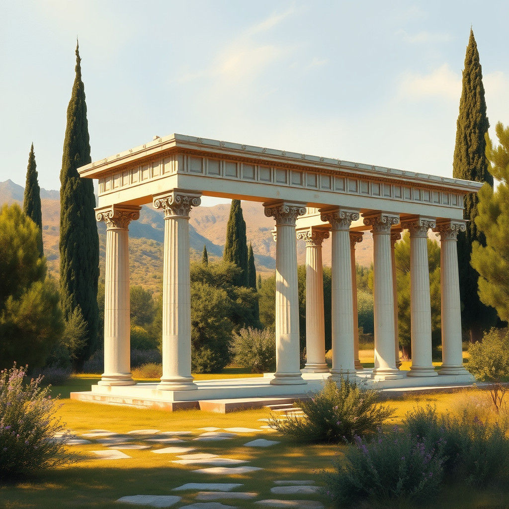 Serene Greek Exedra in Golden Light