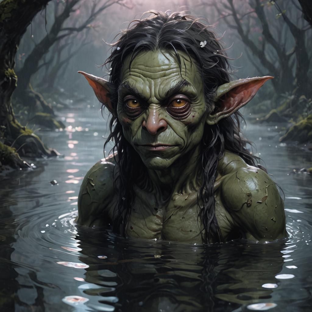 Male Goblin Relaxing in Spring Water