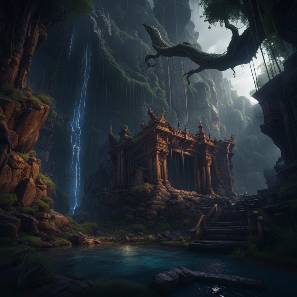 Silent Raindrops in Deep Color Fantasy