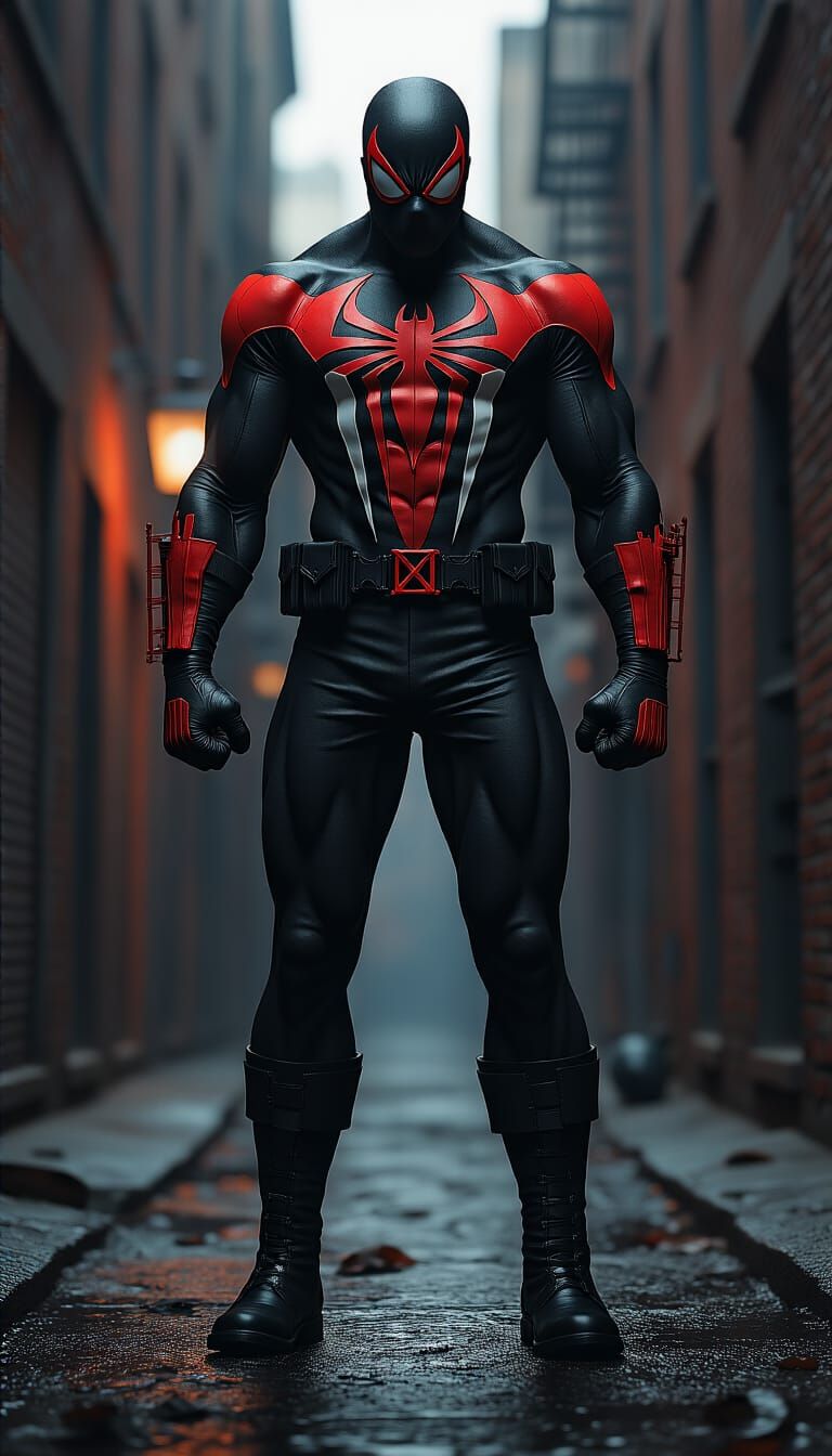 Hybrid Hero in Gritty Alleyway: Comic Art Fusion