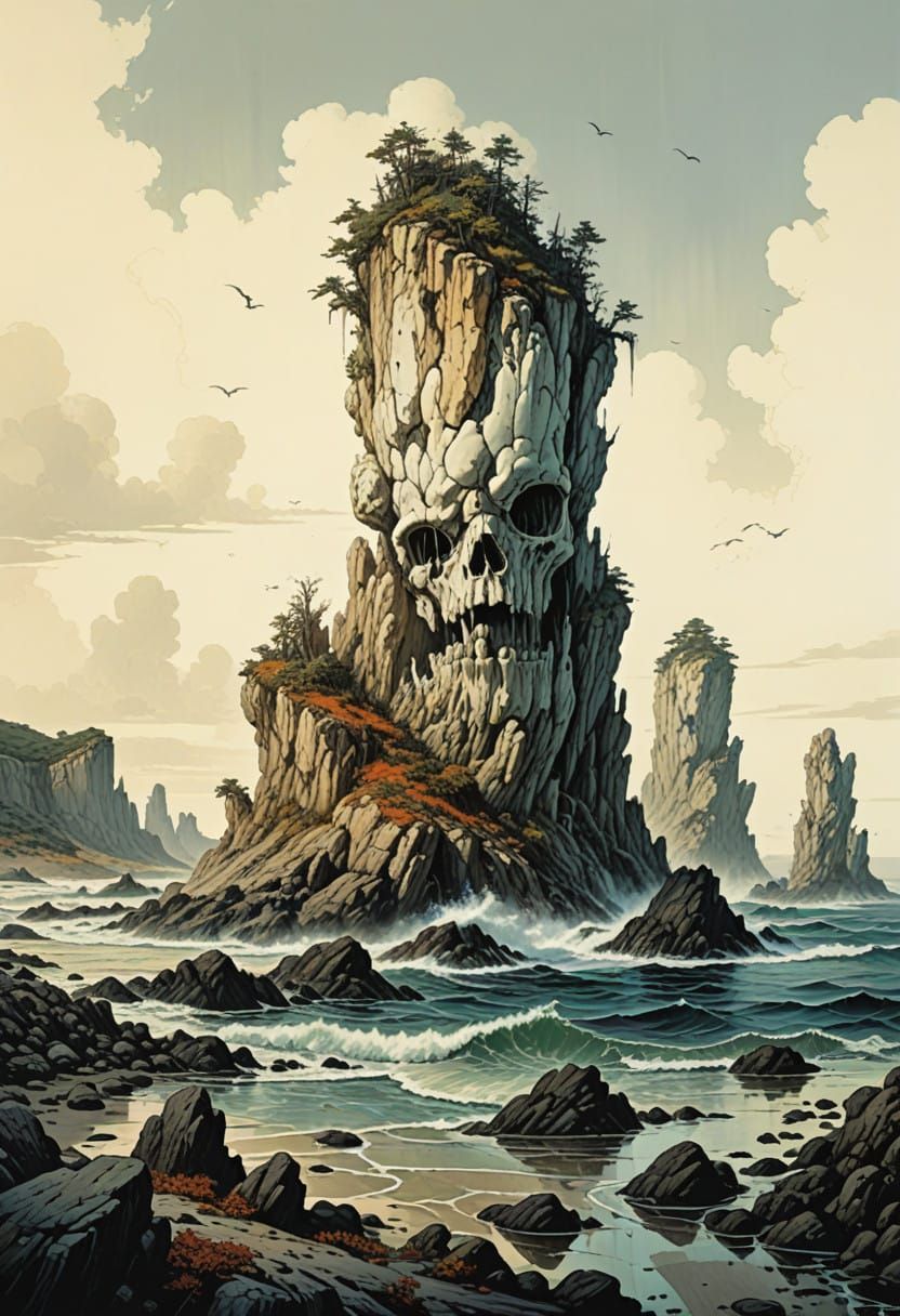 Ethereal Sea Spire in Glowing Colors