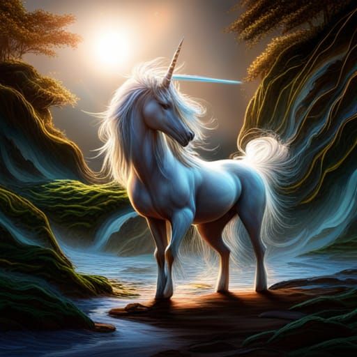 Glowing Unicorn with Rainbow Mane in 8K