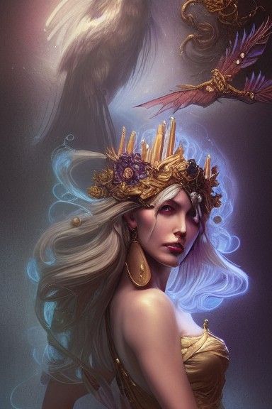 Beautiful Sorceress Casting Magic: Digital Art