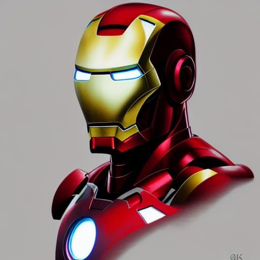 Hyperdetailed Iron Man Portrait in Art Nouveau Style