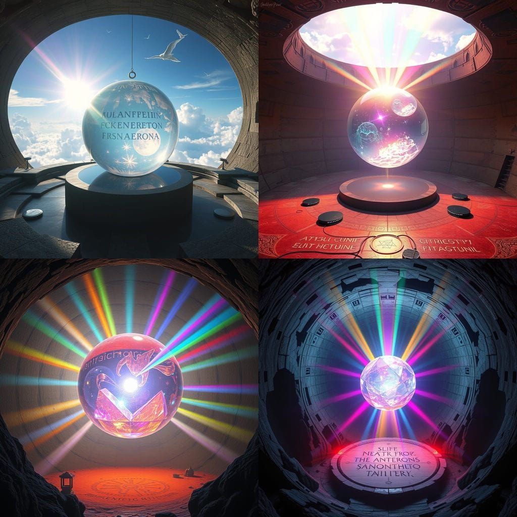 Radiant Crystal Sphere Illuminates Ancient Chamber