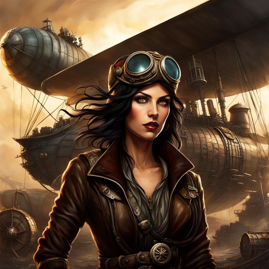 Steampunk Air Pirate in Eastern Mediterranean