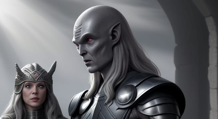 Grey Aliens in Sunlit Landscape