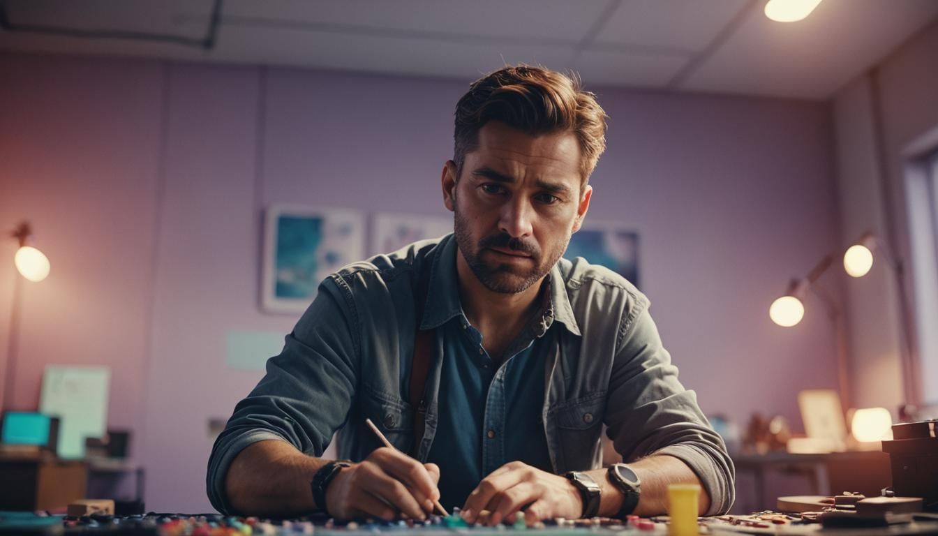 Man Overcoming Challenges in Cinematic Film Still