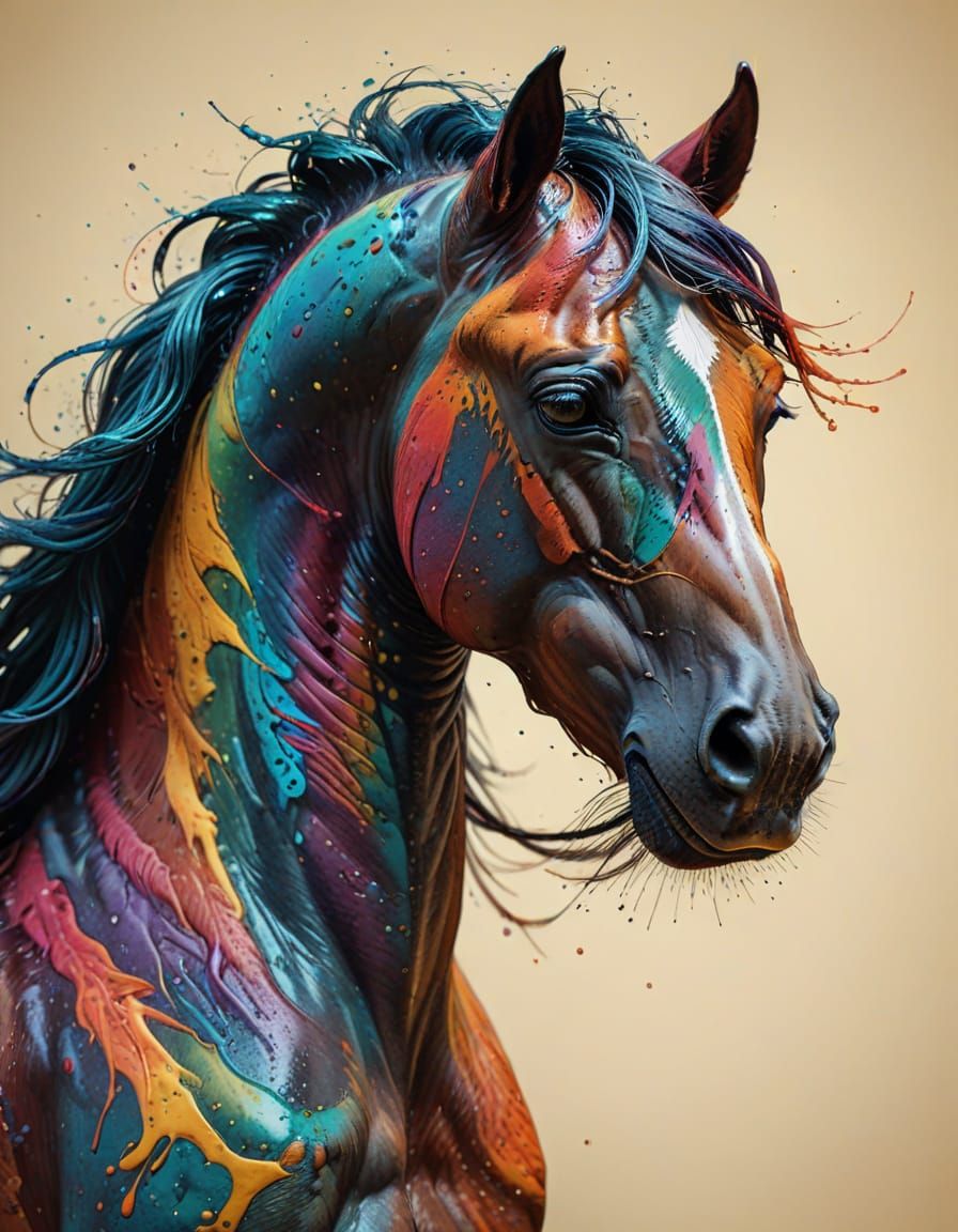 Surreal Multicolor Art Deco Horse Portrait