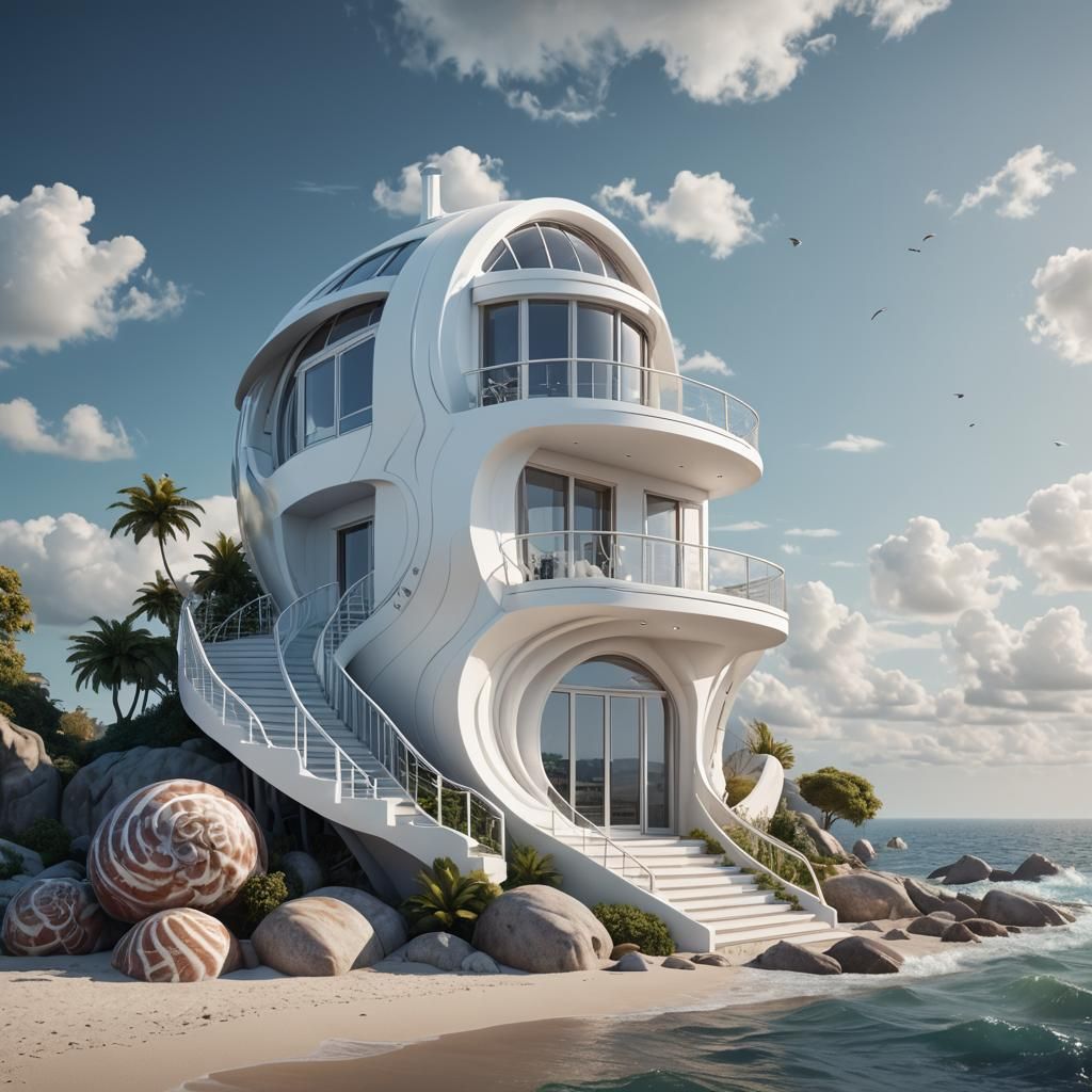 Chambered Nautilus Shell House with Sea View