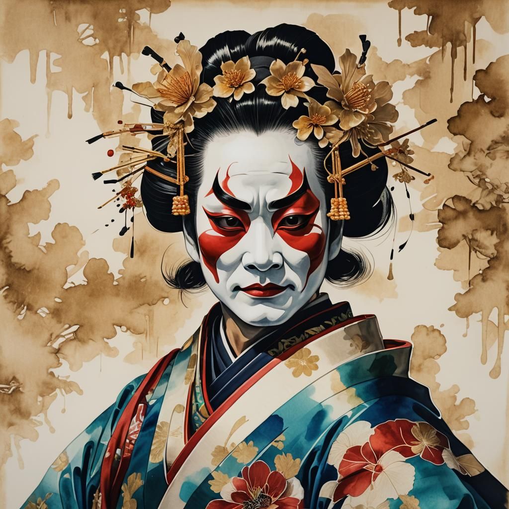 Kabuki Mask Double Exposure at Imperial Palace