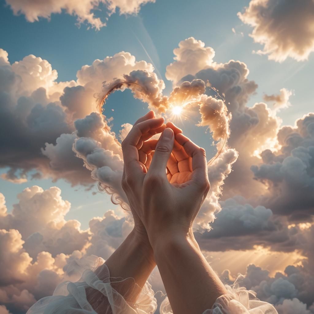 Seraphic Image of Hands Cradling a Heart