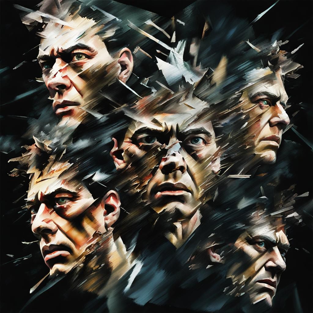 Surreal Portrait: Glitching Face in Watercolor Style