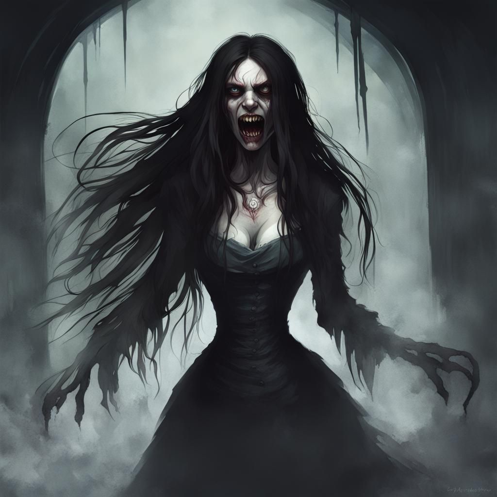 Victorian Banshee Screaming Ghost