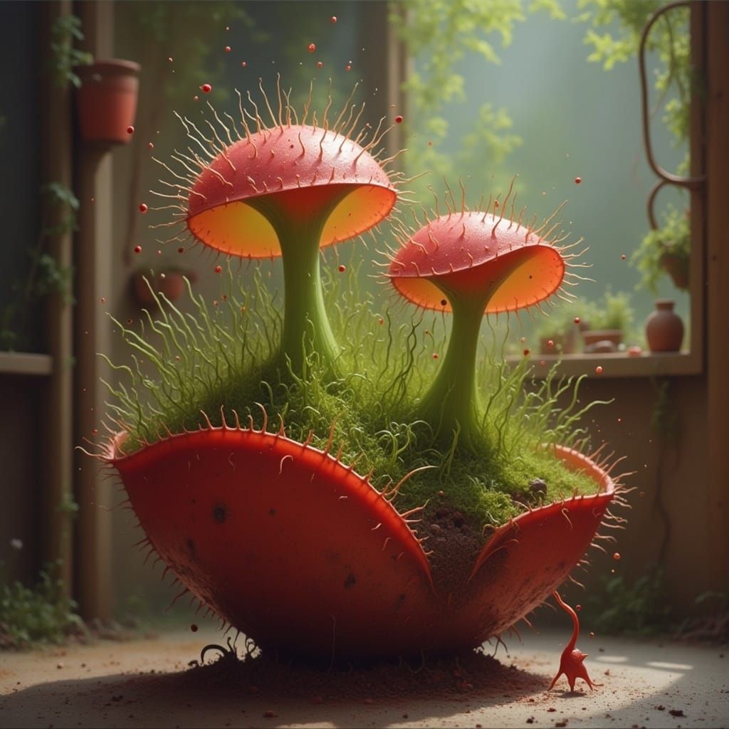 Venus Flytrap in a Crimson Crown Aesthetic