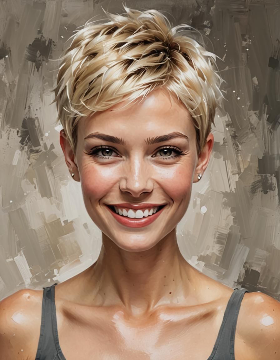 Pixie Woman in Tachisme Dynamic Brushwork Style