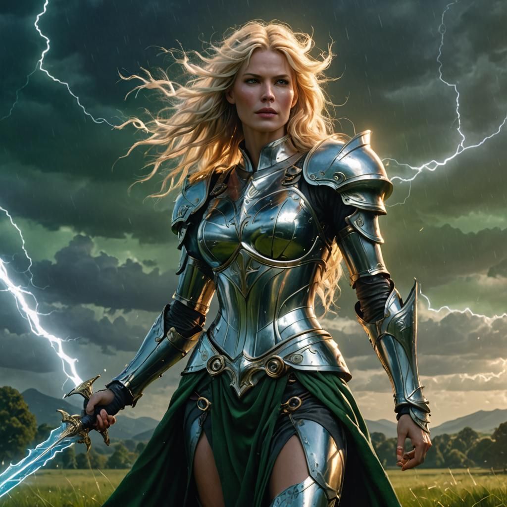 Storm Goddess in Armour with Lightning Sword