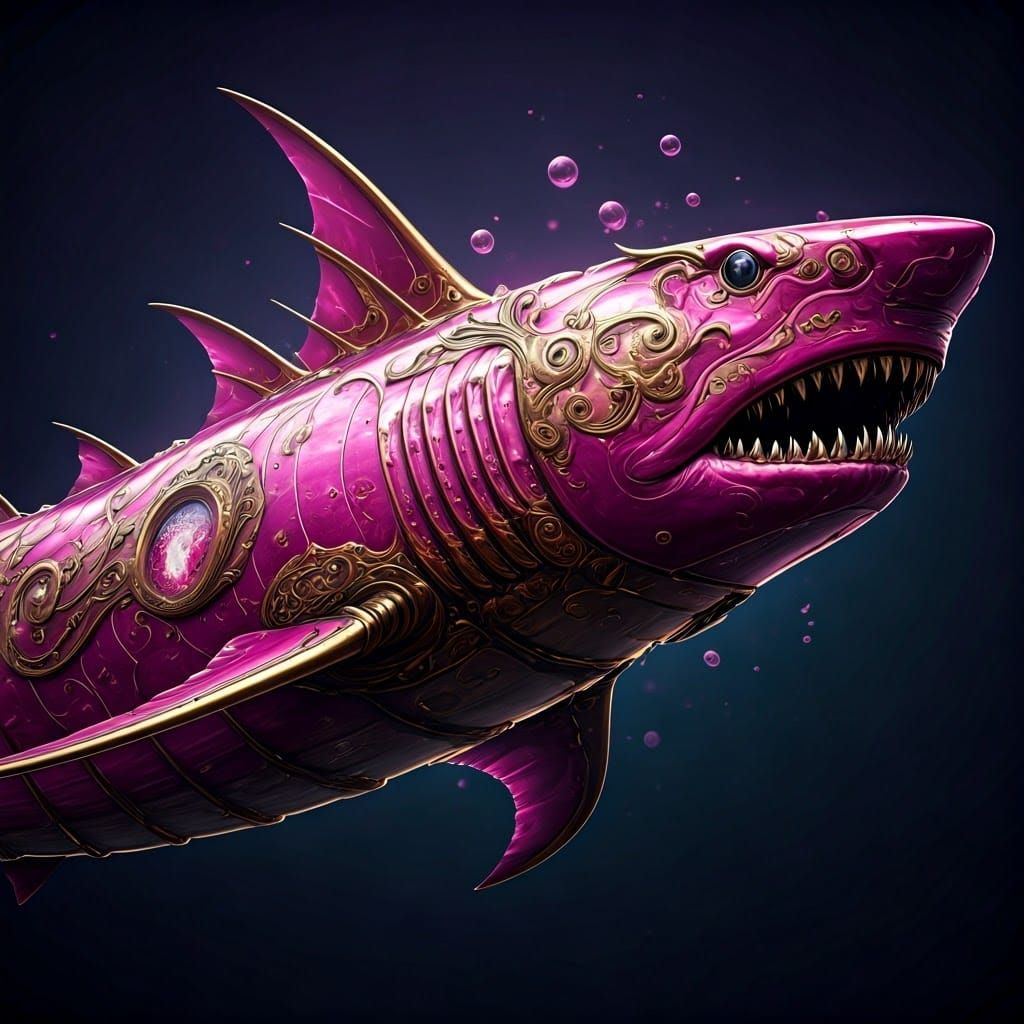 Steampunk Shark-Dragon with Ornate Metal Details