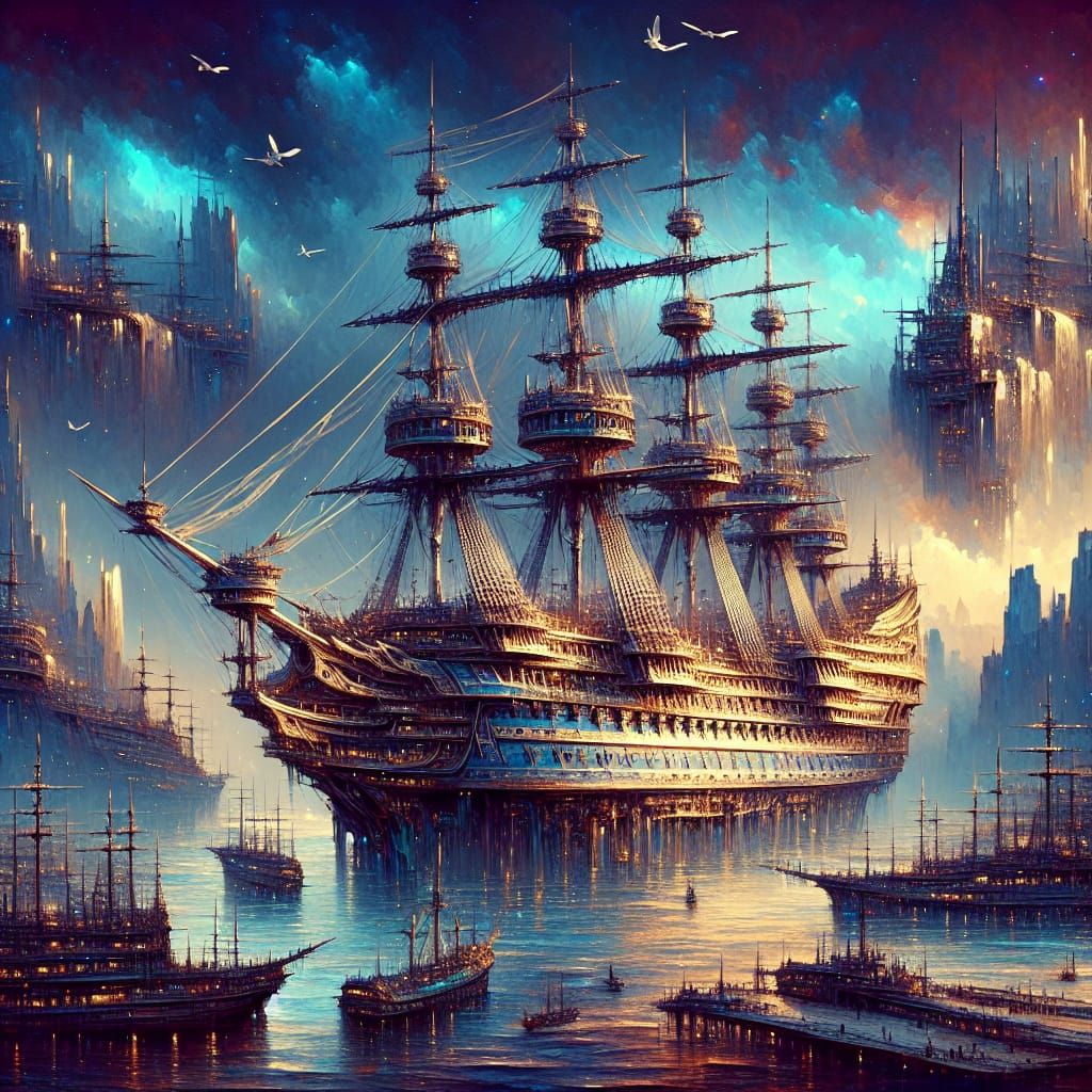 Futuristic Superships Inspired by Super Galleons: 8K Matte P...