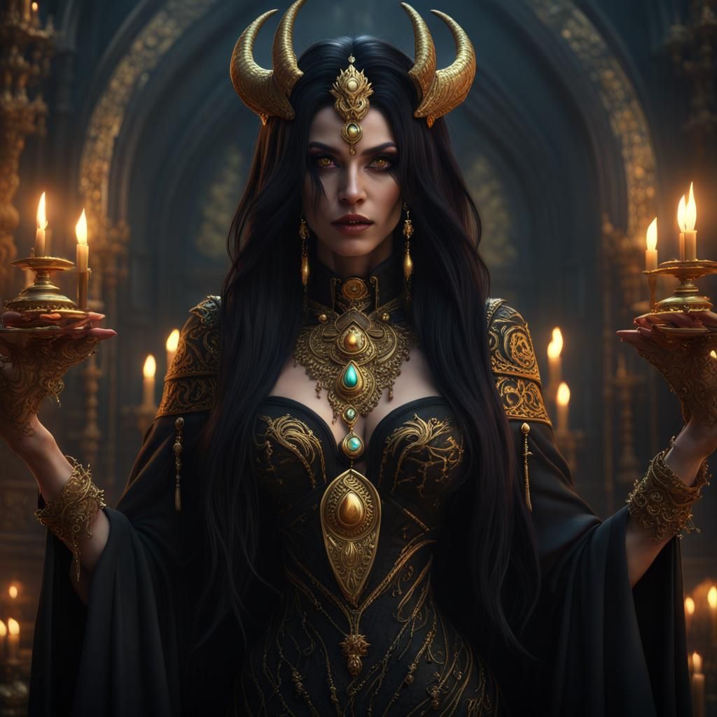 Demon Possessed Sorceress with Black Hair