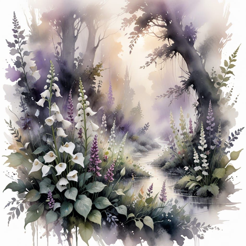 Enchanted Foggy Glen: Pixie Dwelling in Misty Light