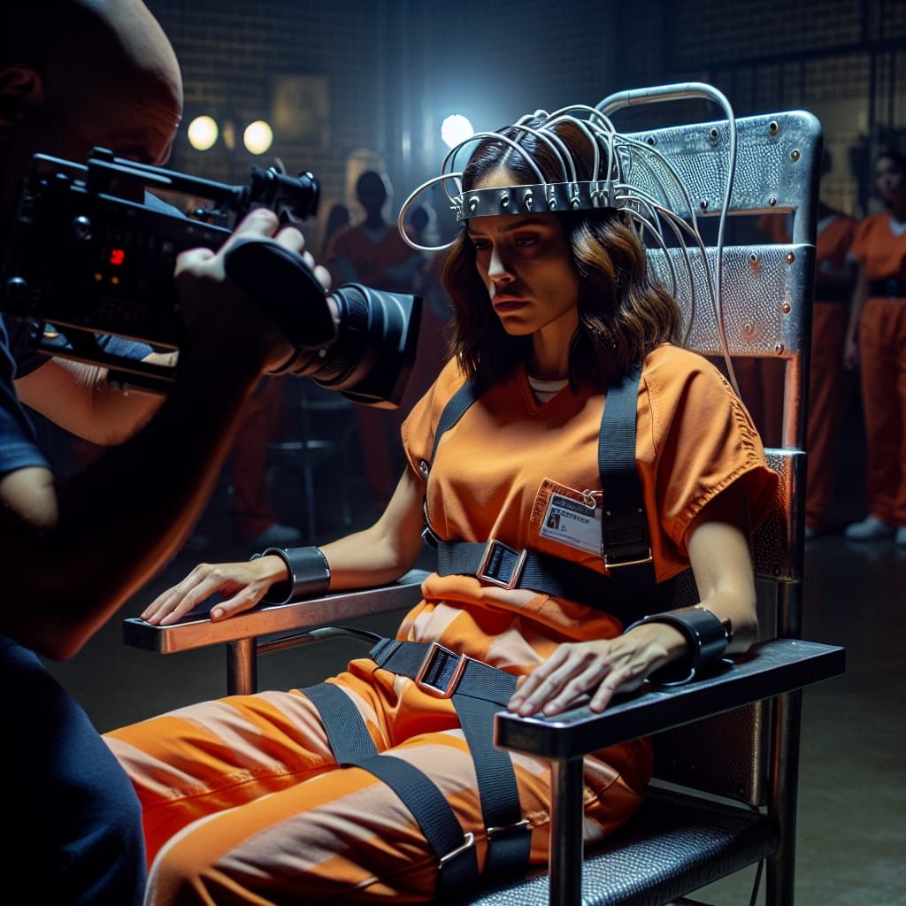 Dramatic Prison Execution Scene as Cinematic Film Still