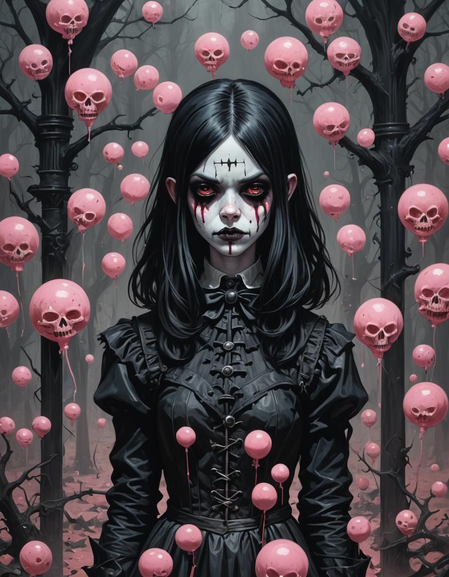 Sinister Gothic Bubblegum Illustration