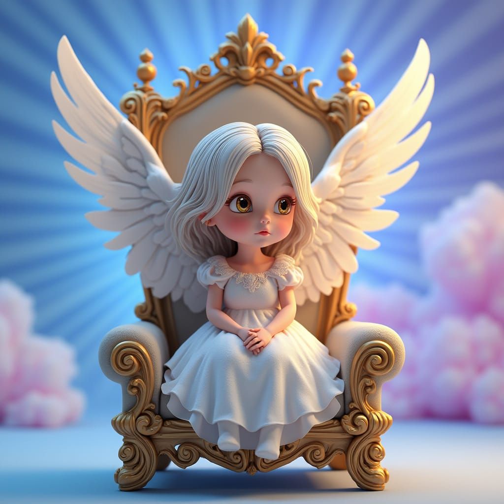 Gothic Angel Girl with Golden Eyes and Intricately Designed ...
